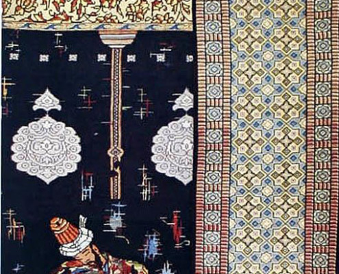 تابلو فرش ارباب بی مروت اثر استاد رسام عربزاده در موزه رسام