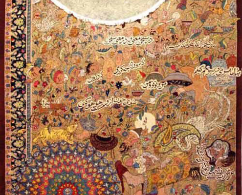 تابلو فرش گردونه روزگار (گردونه هستی) اثر استاد رسام عربزاده