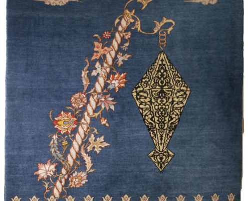 تابلو فرش شکوه شب اثر استاد رسام عربزاده در موزه فرش رسام