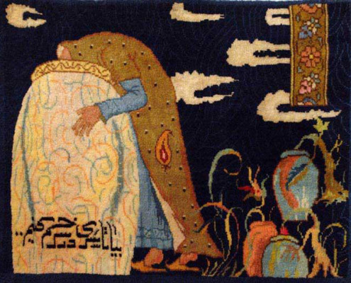 تابلو فرش خم معرفت اثر استاد رسام عربزاده در موزه فرش رسام