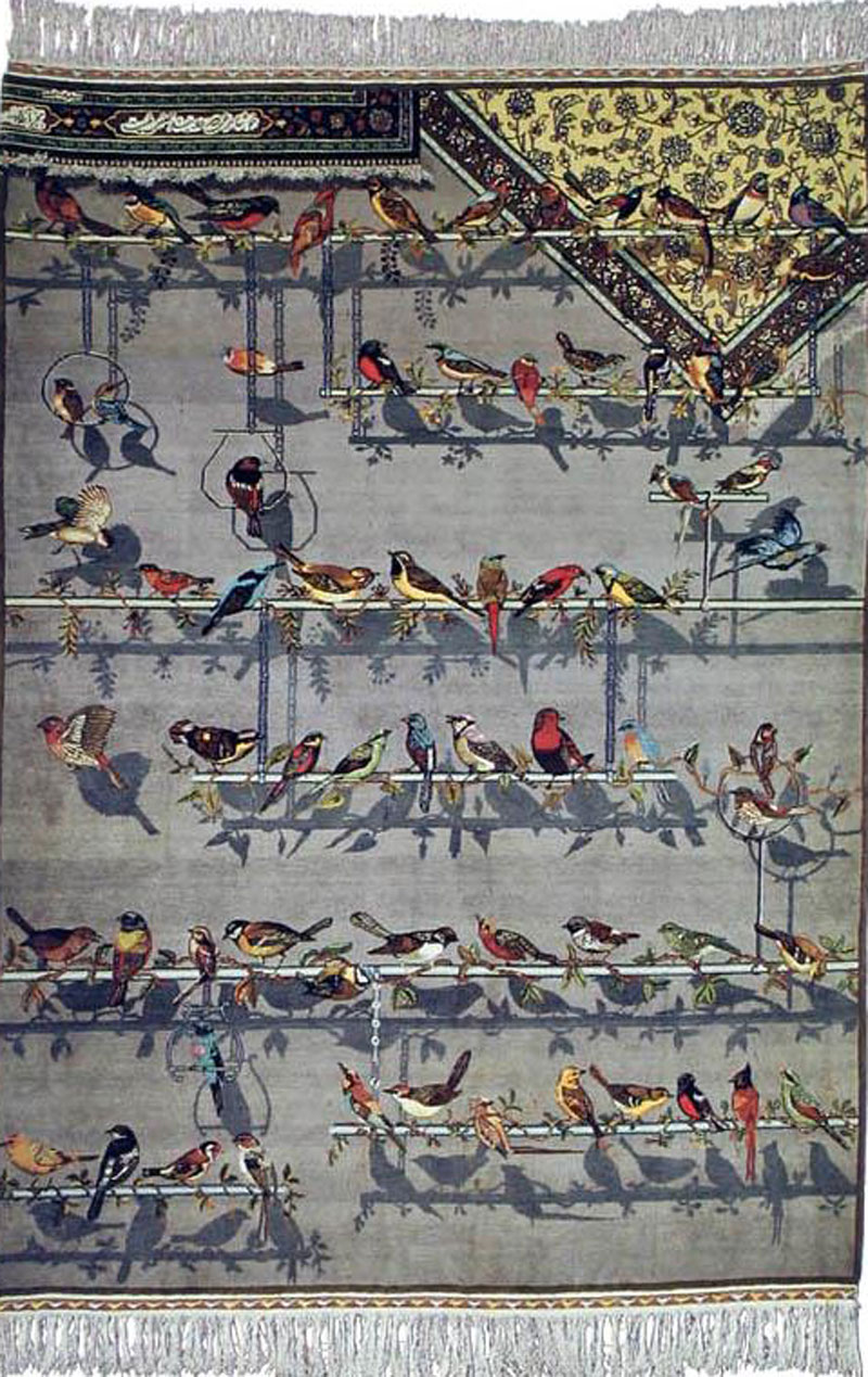 Birds in a Cage Carpet Panel Created by Rasam Arabzadeh