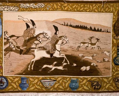 تابلو فرش نگاه آهو اثر استاد رسام عربزاده در موزه فرش رسام