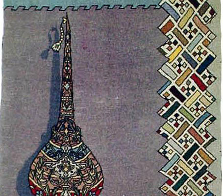 گلیم سبوی نگار اثر استاد رسام عرب زاده در موزه فرش رسام