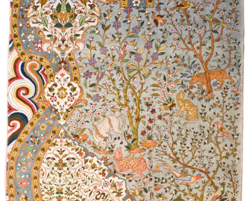 تابلو فرش بهار طبیعت اثر استاد رسام عربزاده در موزه فرش رسام
